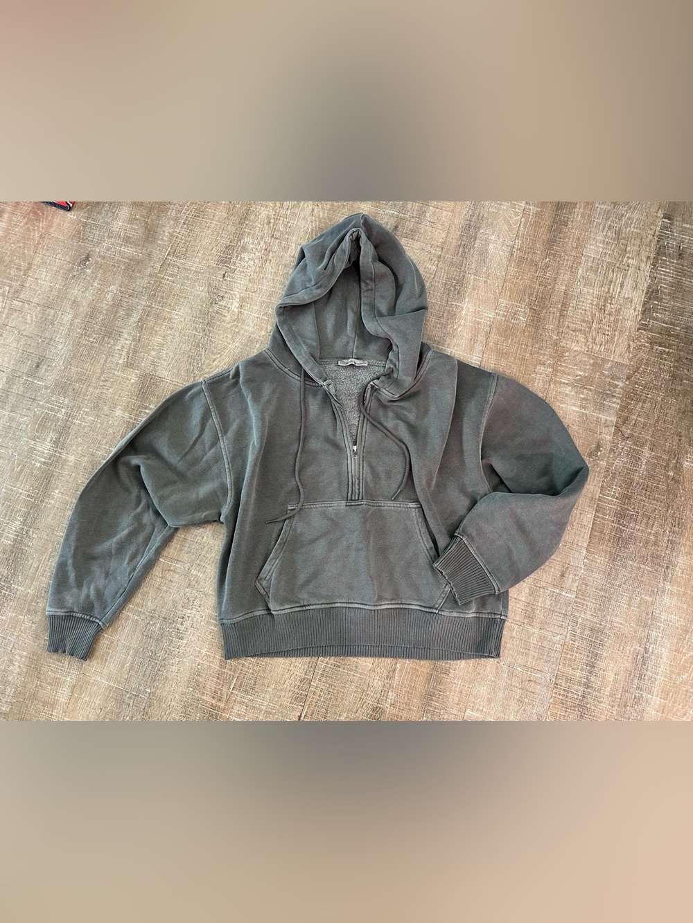 Zenana Outfitters Women's Half-Zip Hooded Sweatshirt - Charcoal Gray